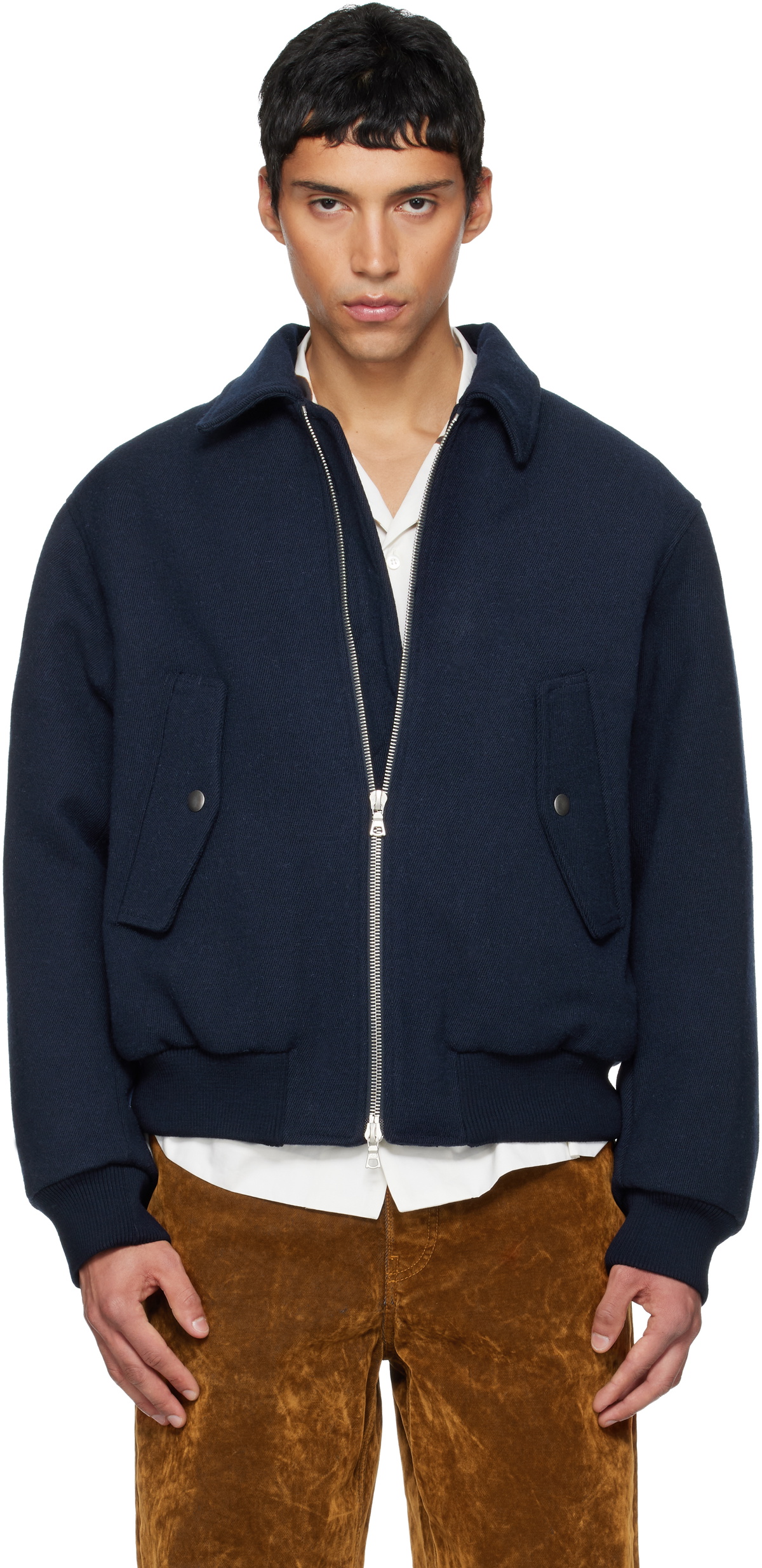 Dries Van Noten Reversible Embroidered Bomber Jacket Blue Dries