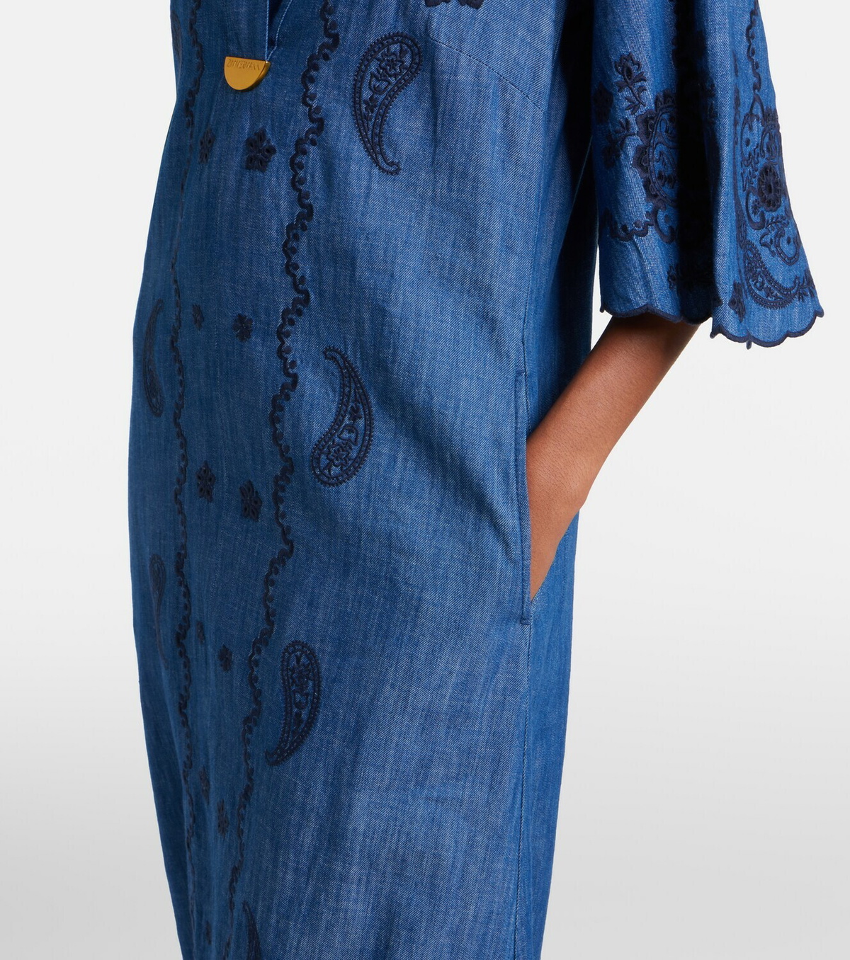 Zimmermann Aster embroidered denim midi dress