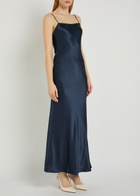 Reformation Lilibeth Cape-effect Silk Midi Dress Navy
