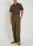 Oliver Spencer Judo Striped Cotton Polo Shirt Brown