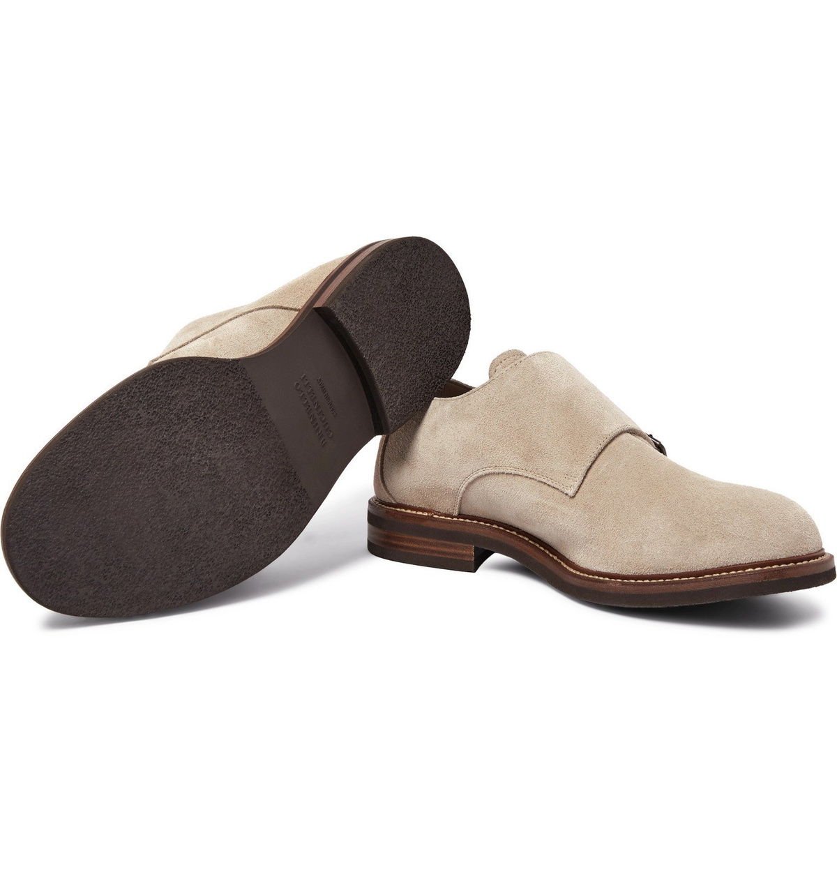 Brunello Cucinelli - Suede Monk-Strap Shoes - Neutrals 