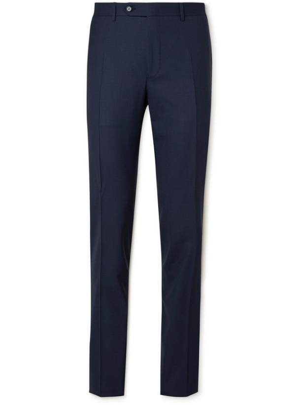 Photo: CANALI - Slim-Fit Tapered Wool Suit Trousers - Blue
