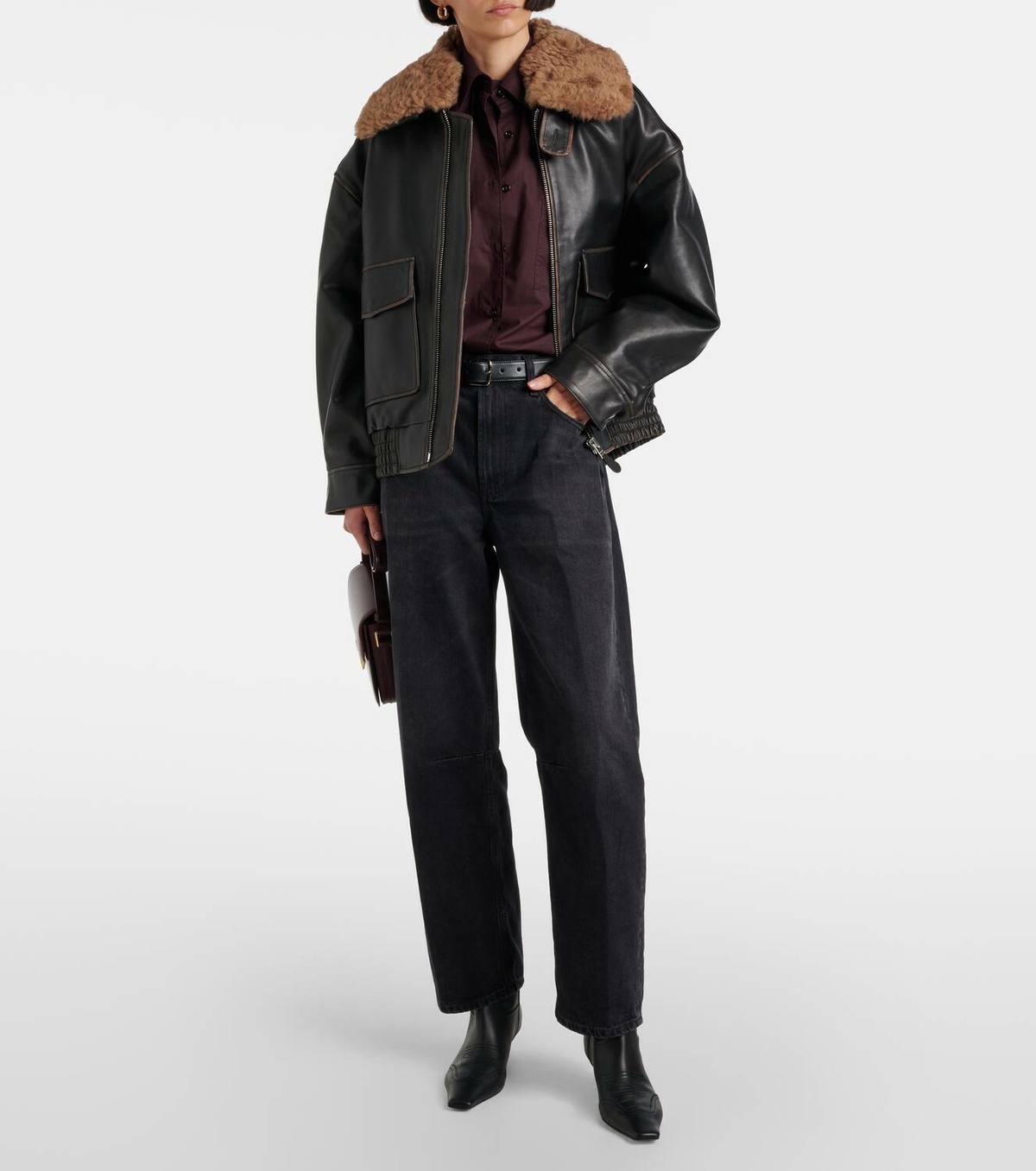 Citizens of Humanity Santiago shearling-trimmed leather jacket