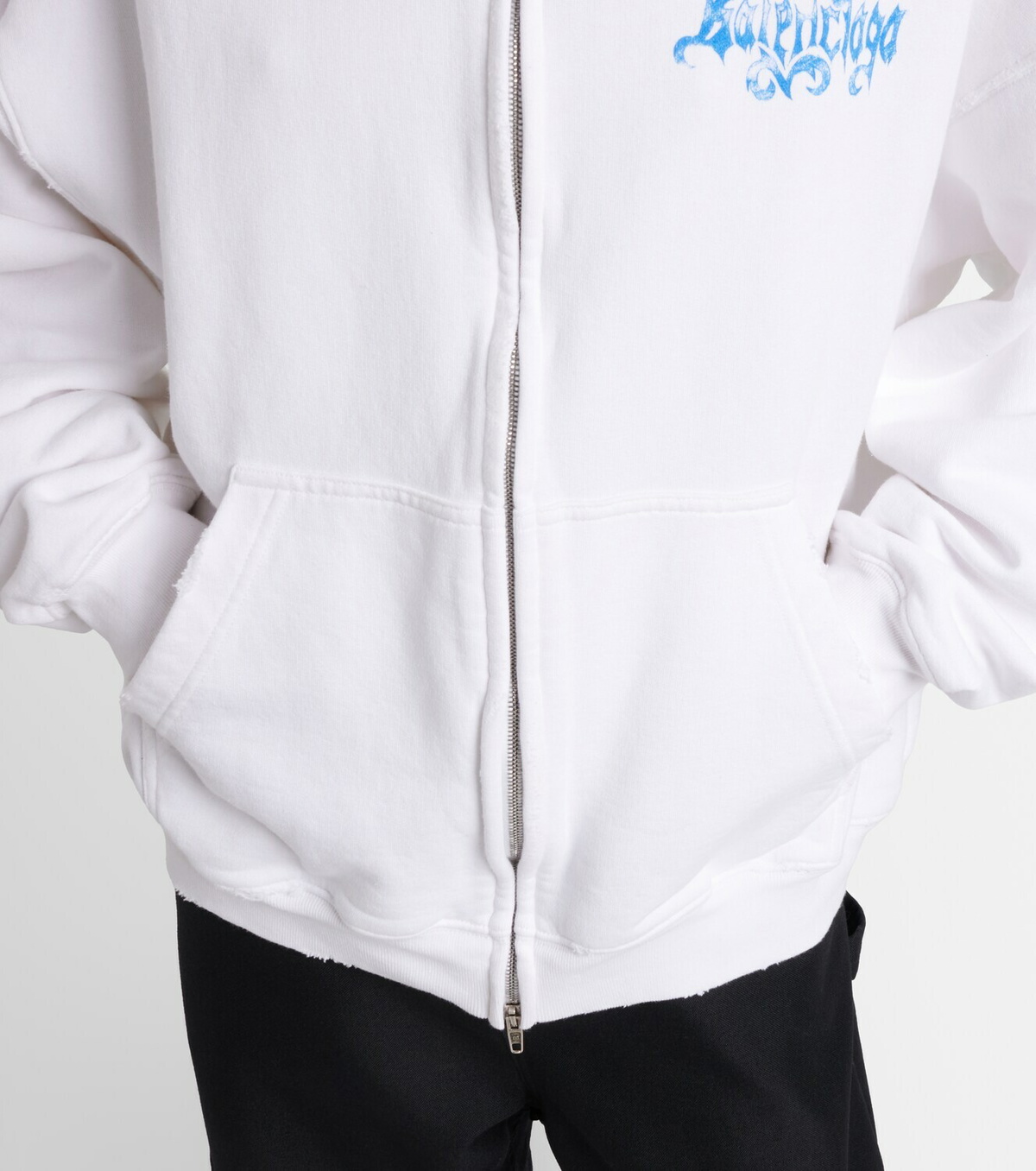 Balenciaga Logo cotton jersey zip-up hoodie