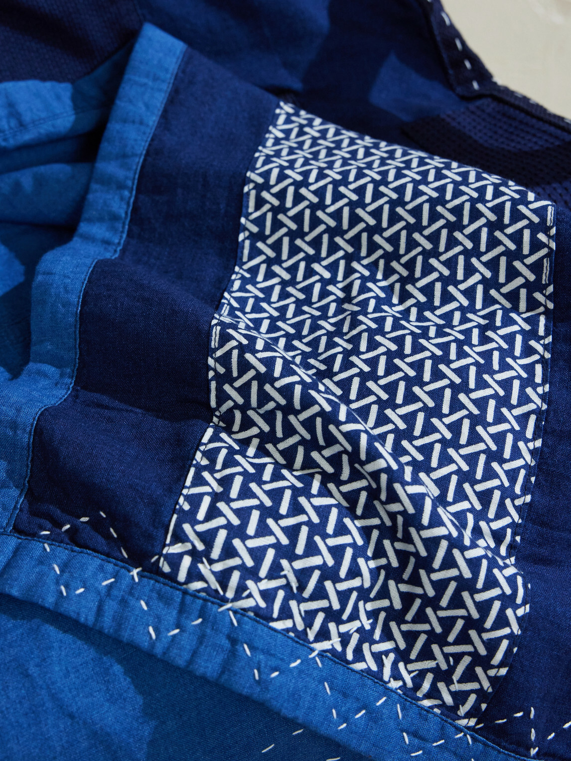 Blue Blue Japan - Nenrin Patchwork Cotton and Linen-Blend Blanket