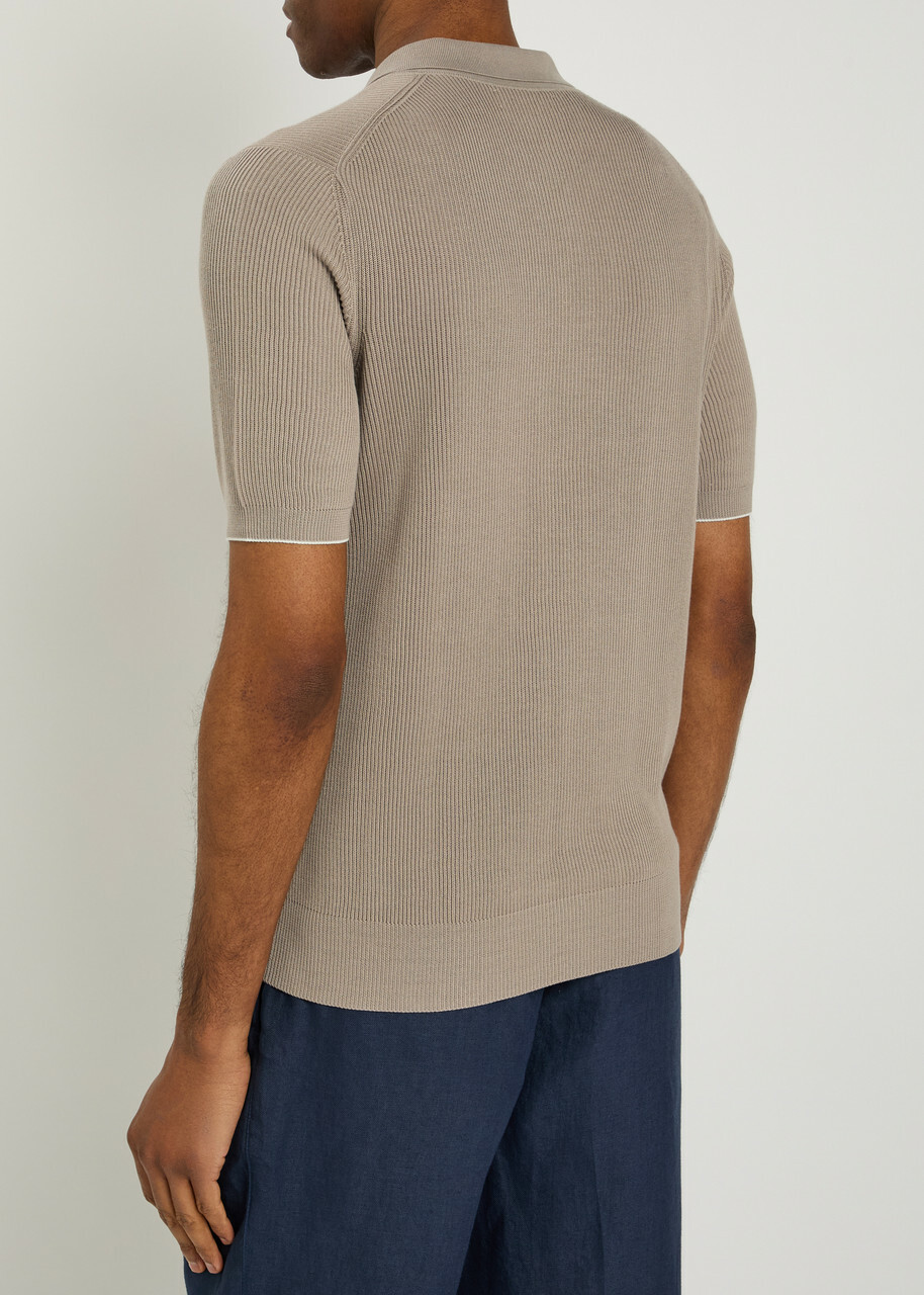 Brunello Cucinelli Ribbed Cotton-knit Polo top Multicoloured 1