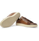 TOM FORD - Warwick Burnished-Leather Sneakers - Brown