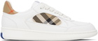 Burberry White Leather and Check Terrace Sneakers​