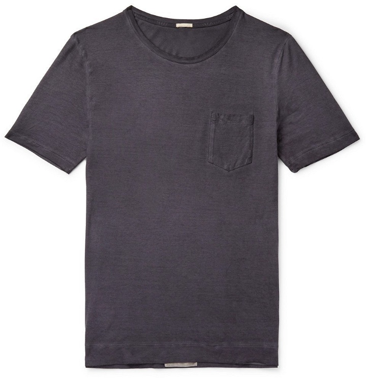 Photo: Massimo Alba - Watercolour-Dyed Cotton-Jersey T-Shirt - Gray