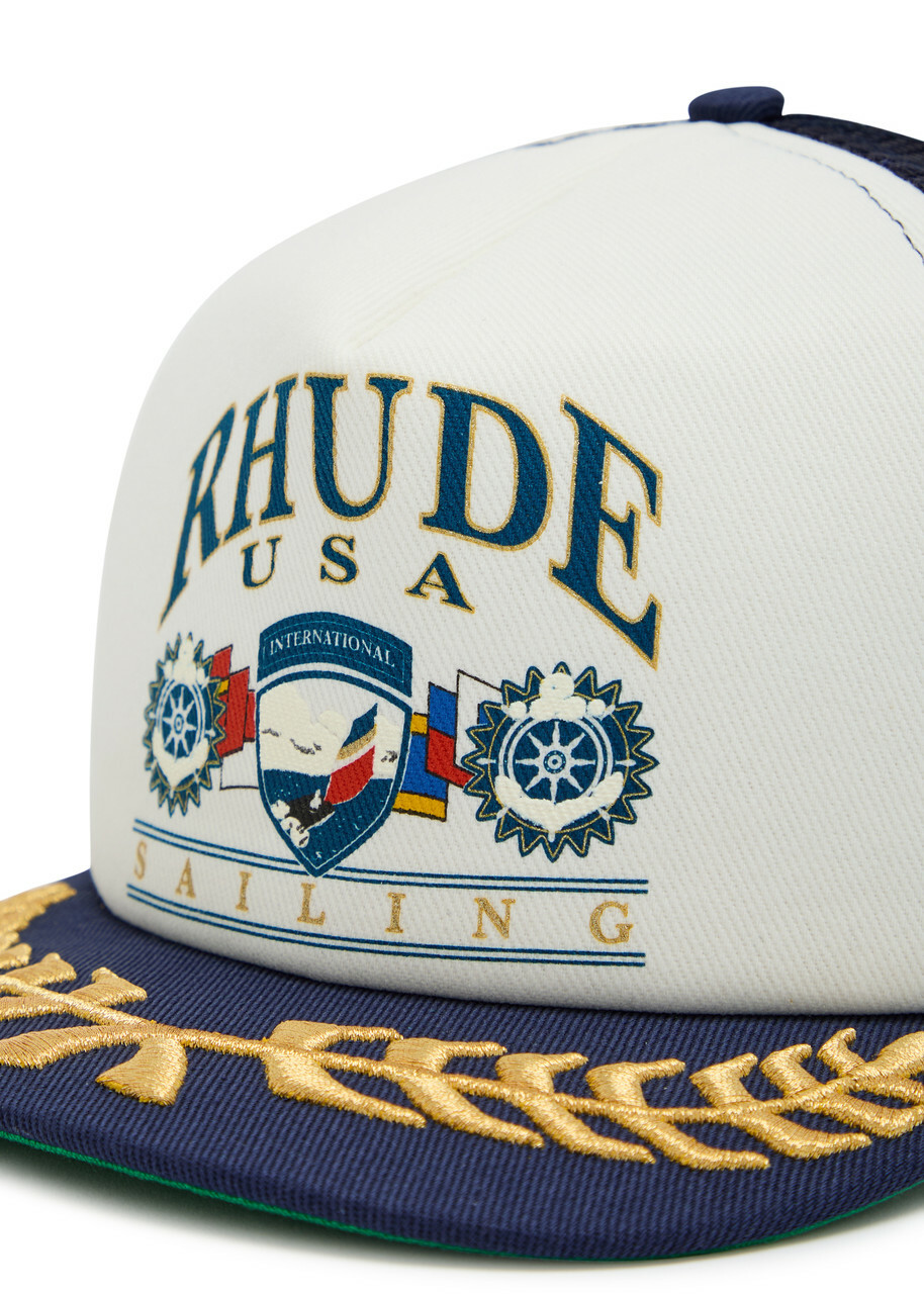 Rhude Usa Sailing Icon Embroidered Cotton and Mesh cap - Navy - One Size
