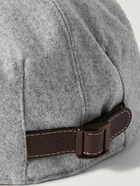 Brunello Cucinelli - Logo-Embroidered Virgin Wool-Flannel Flat Cap - Gray