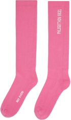 Rick Owens Pink Logo Crew Socks