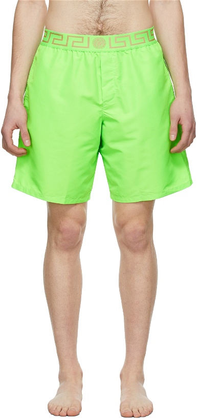 Photo: Versace Underwear Green Greca Swim Shorts