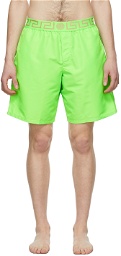 Versace Underwear Green Greca Swim Shorts