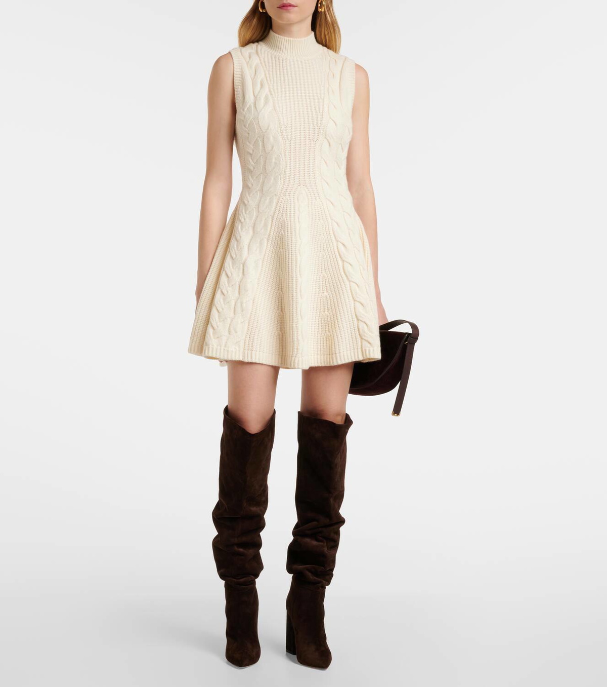 Staud Charade cable-knit wool-blend minidress Staud