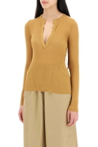 MAX MARA long-sleeved ribbed knit top for men Brown