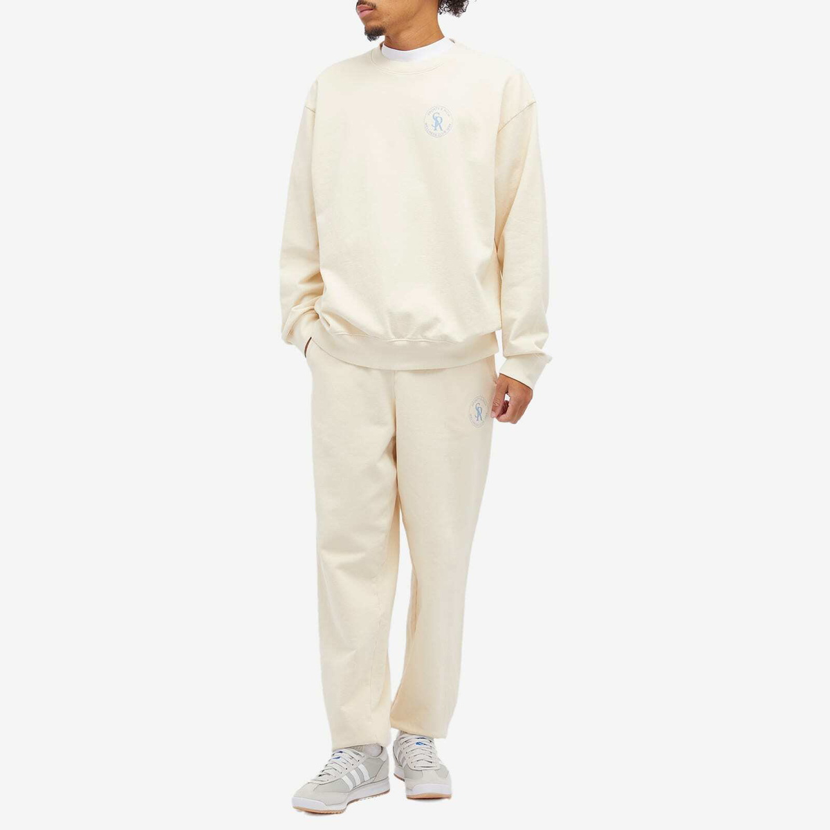 Sporty & Rich S&R Sweatshirt in Cream/Sky Blue