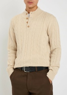 Aurélien Cable-knit Wool and Cashmere-blend Polo Jumper Beige
