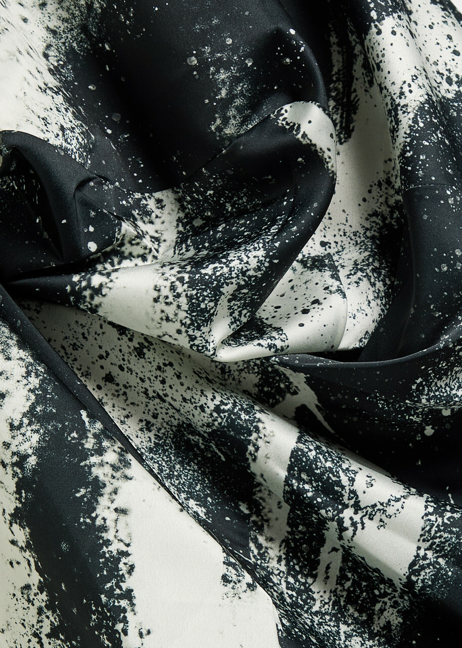 High Geek Printed Satin Midi Skirt Black