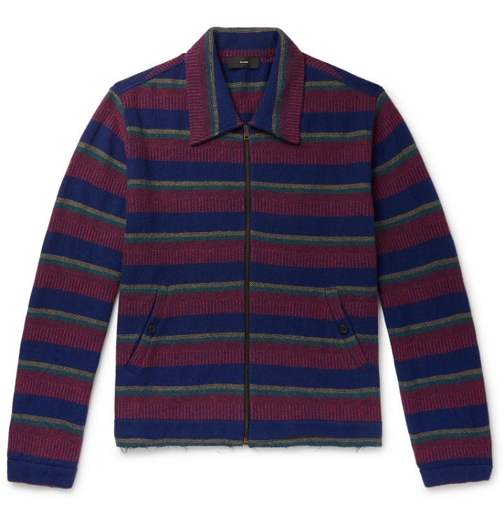 Photo: Alanui - Striped Knitted Cashmere and Cotton-Blend Jacket - Blue