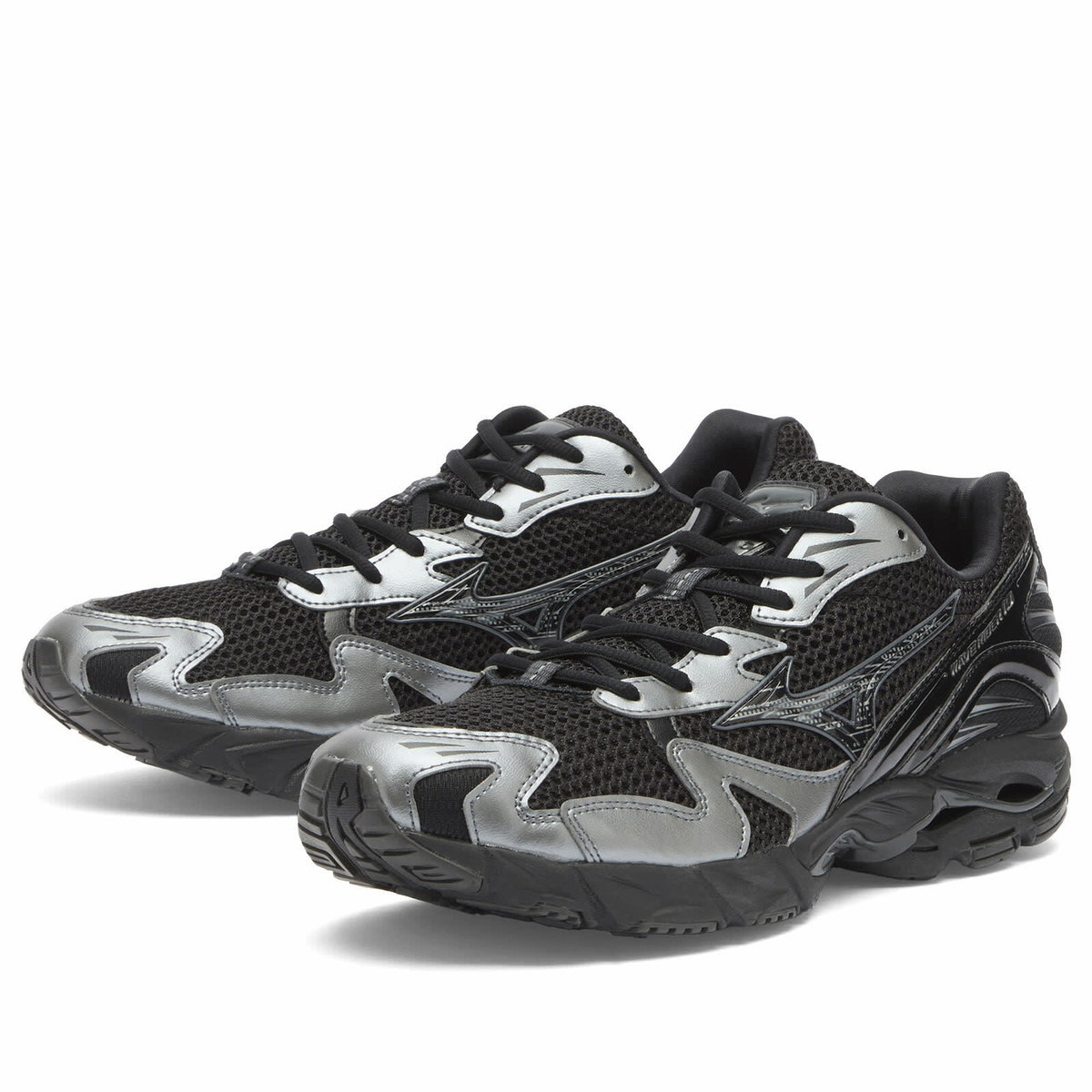 Mizuno Men's Wave Rider 10 Sneaker in Black/Black Sand/Metallic Gray