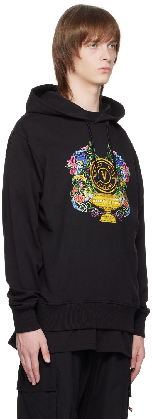 Versace Jeans Couture Black V-Emblem Garden Hoodie
