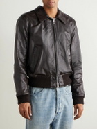 Our Legacy - Pharos Wool-Blend Trimmed Leather Bomber Jacket - Brown
