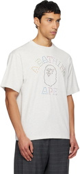BAPE Gray Rhinestone College Relaxed Fit T-shirt