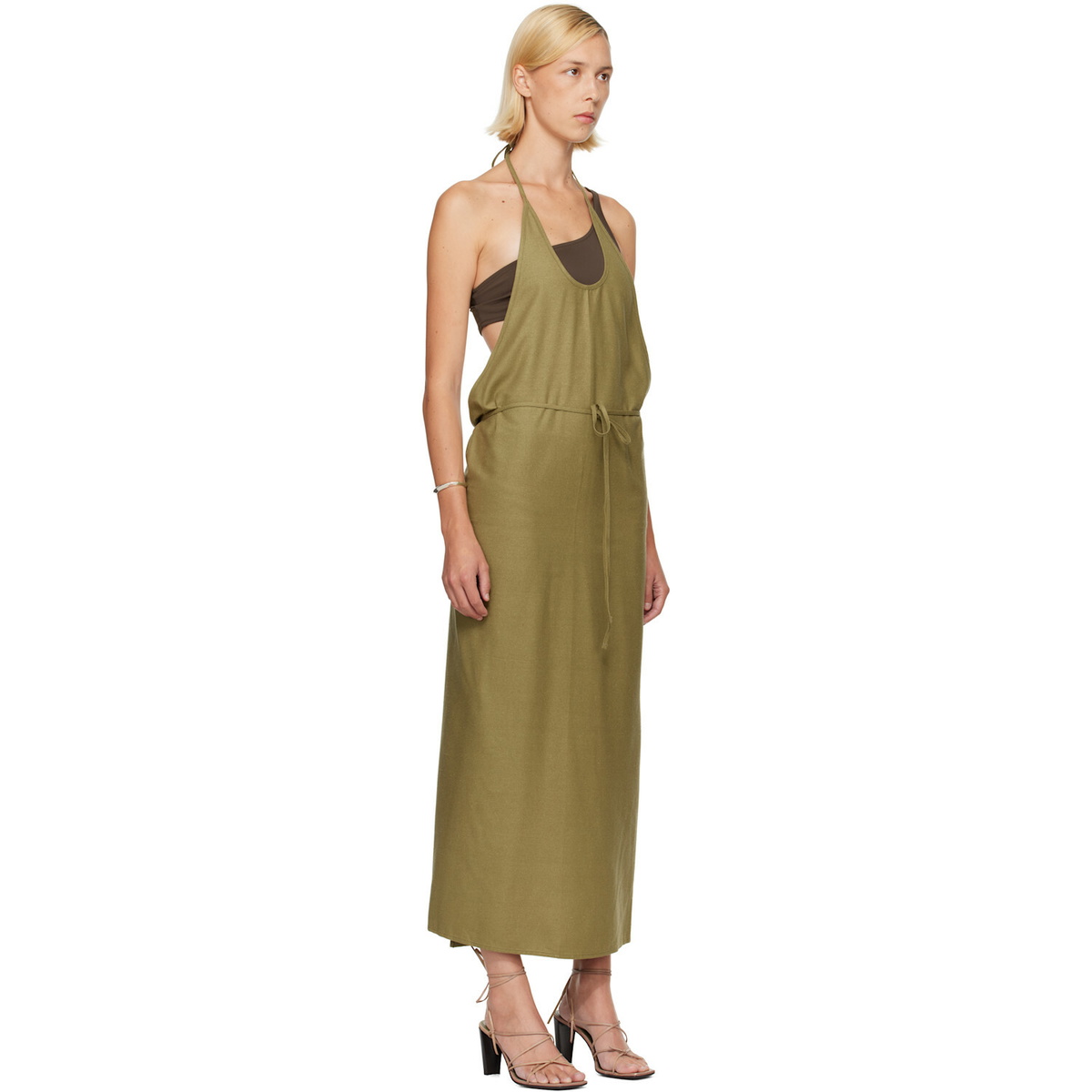 Baserange Green Apron Midi Dress