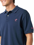 MC2 Saint Barth Man Blue Piquet Polo With St. Barth Logo And Vintage Effect