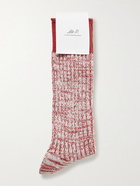 MR P. - Ribbed Mélange Cotton-Blend Socks - Orange