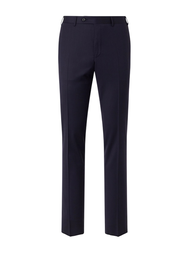 Photo: Canali - Slim-Fit Tapered Wool-Twill Suit Trousers - Blue