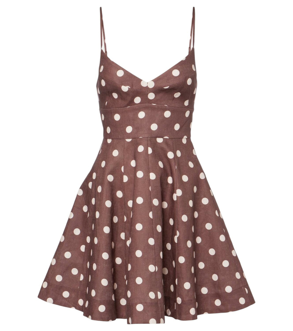 【Zimmermann 】Polka Dot リネン 茶色水玉 フレアドレス Zimmermann Acacia polka-dot linen minidress Zimmermann
