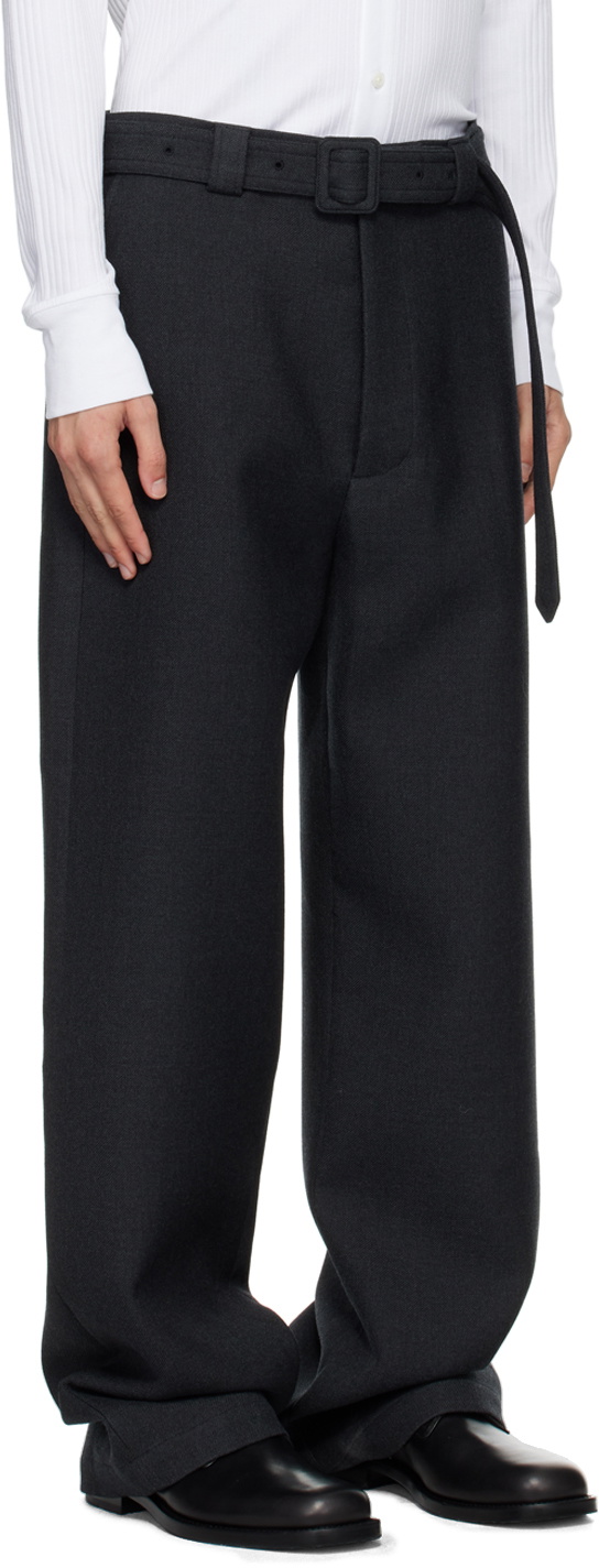 Dries Van Noten Gray Belted Trousers