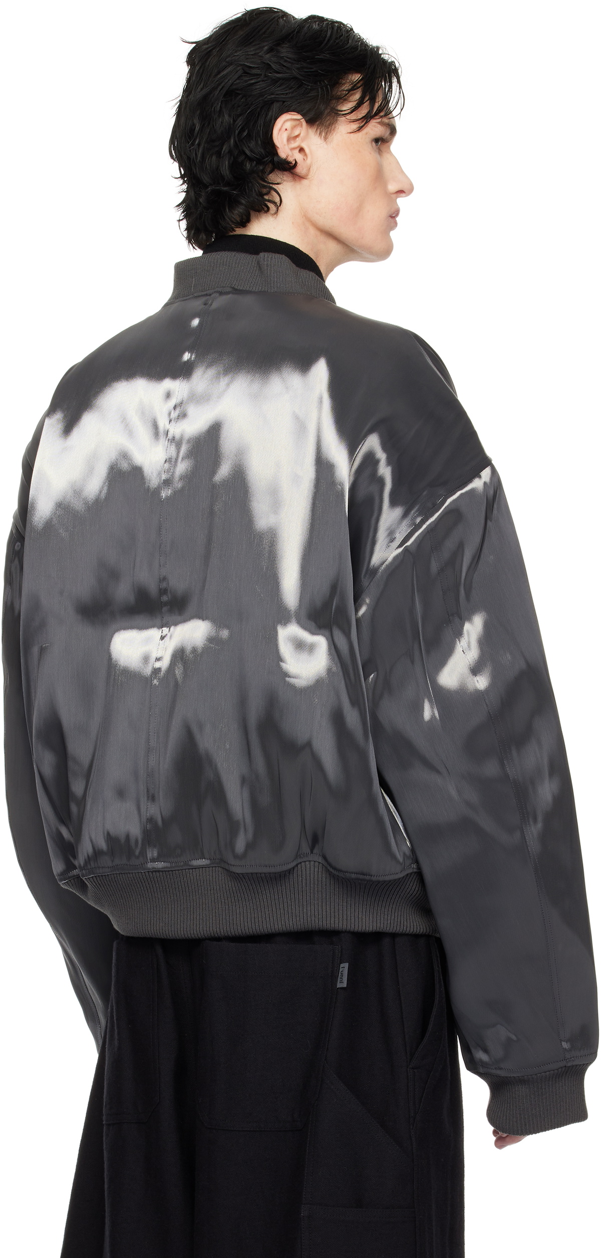 HELIOT EMIL SSENSE Exclusive Silver Liquid Metal Bomber Jacket