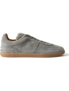 Tod's - Logo-Debossed Leather-Trimmed Suede Sneakers - Gray