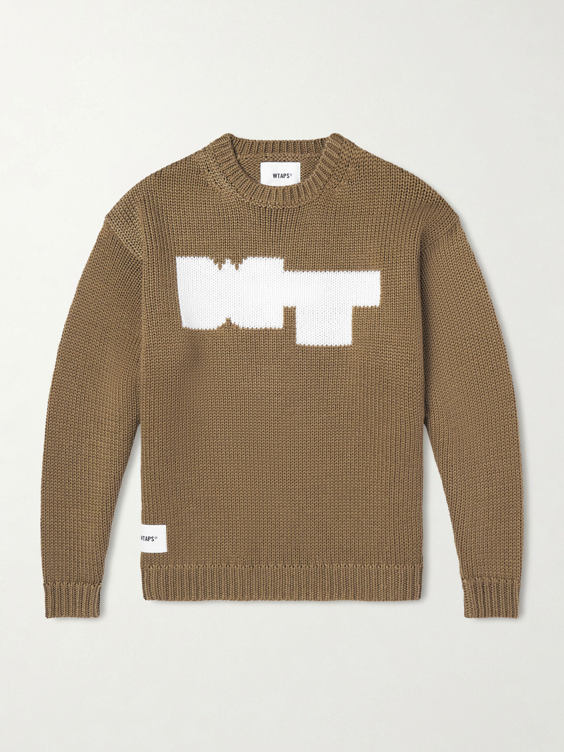 WTAPS - Logo-Intarsia Ribbed-Knit Sweater - Neutrals