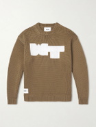 WTAPS - Logo-Intarsia Ribbed-Knit Sweater - Neutrals