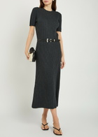 Lisa Yang Isabela Ribbed Cotton and Cashmere-blend Midi Dress Grey