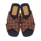 Gucci Burgundy and Navy GG Canvas Sandals