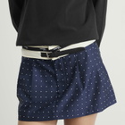 Hommegirls Women's Flip Waist Belt Mini Skirt in Navy Polka Dot