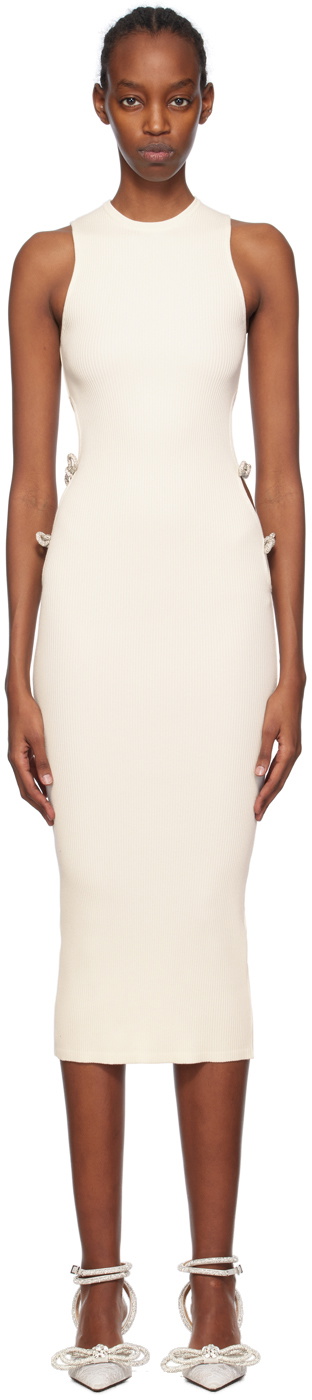 MACH & MACH White Crystal-Cut Midi Dress MACH & MACH