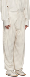 Hed Mayner Off-White Pinstripe Trousers