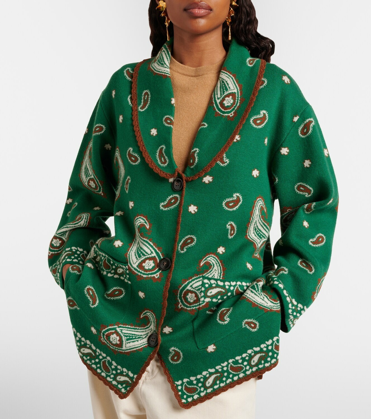 Rixo Morla paisley wool and cotton cardigan