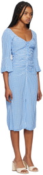 GANNI Blue Gingham Midi Dress