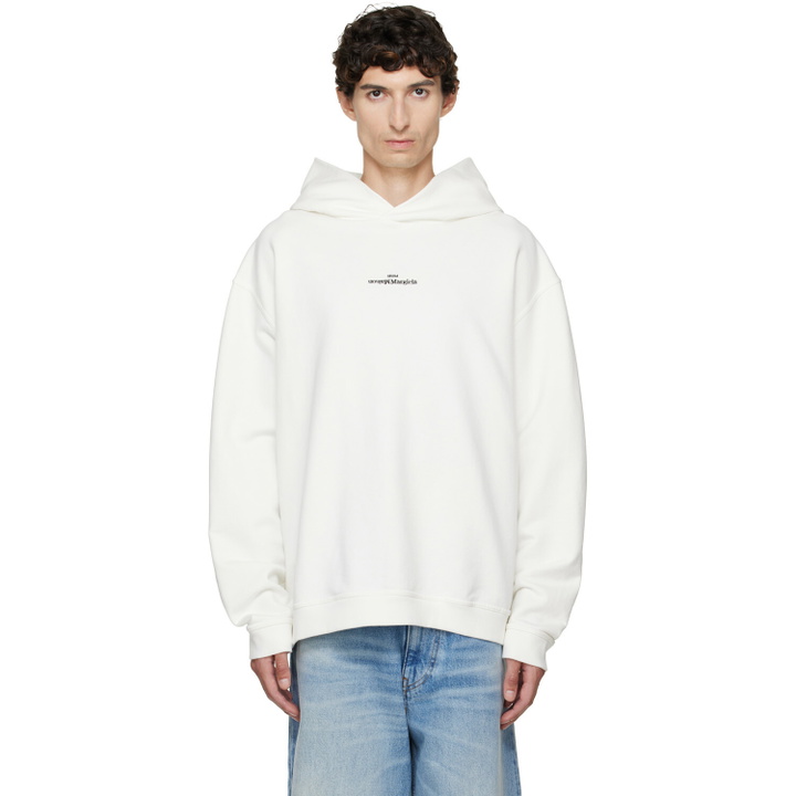 Photo: Maison Margiela White Reversed Logo Hoodie