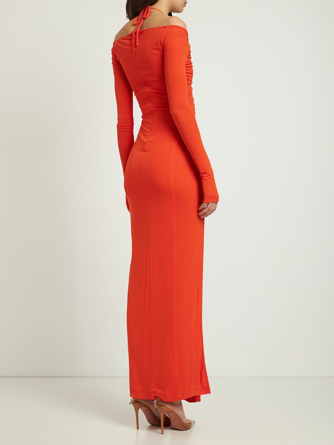 DION LEE - Draped Viscose Jersey Split Long Dress Dion Lee DION LEE - Draped Viscose Jersey Split Long Dress Dion Lee