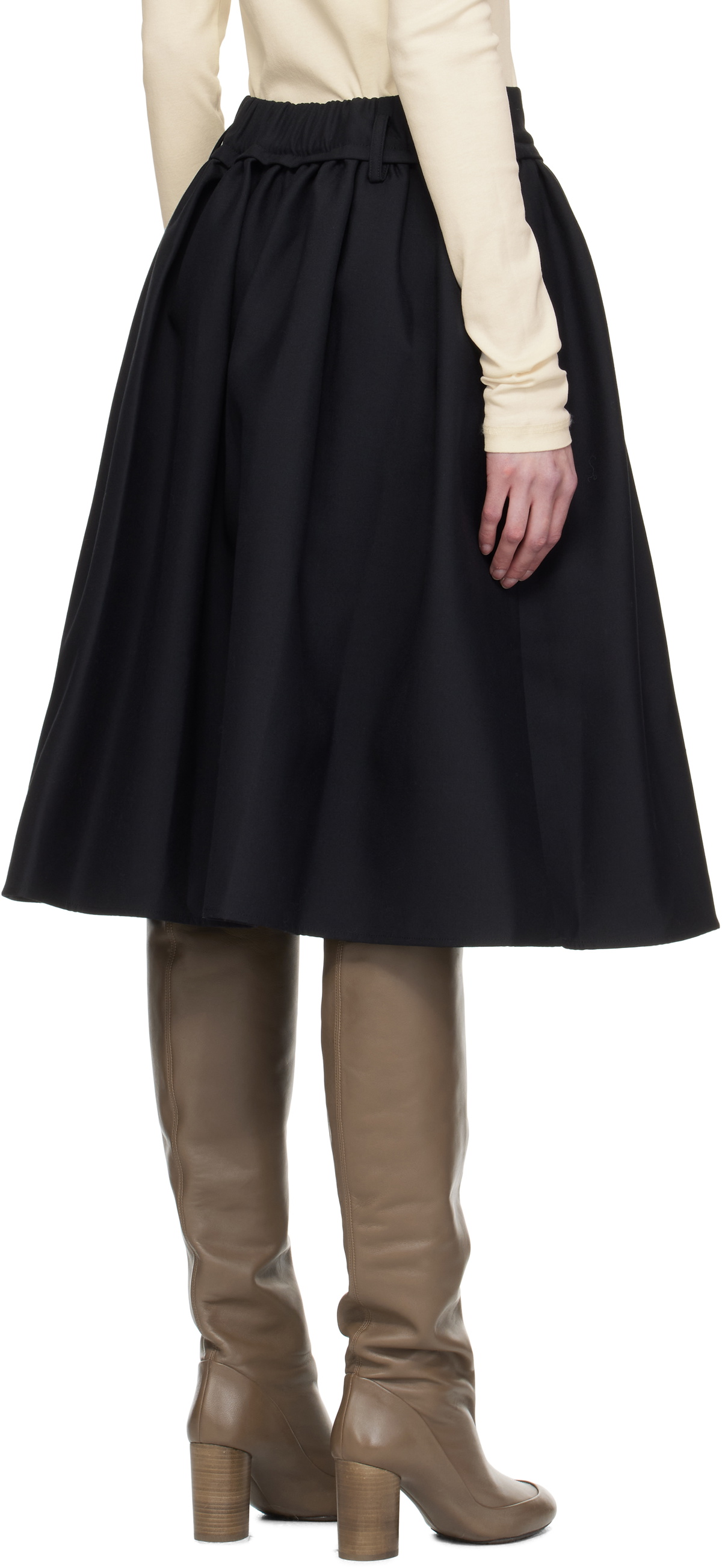 Fax Copy Express Black Puffy Midi Skirt