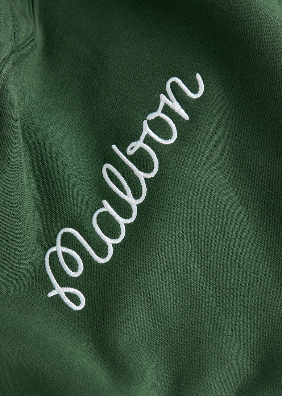 Malbon Fesque Embroidered Cotton Hooded Sweatshirt Green