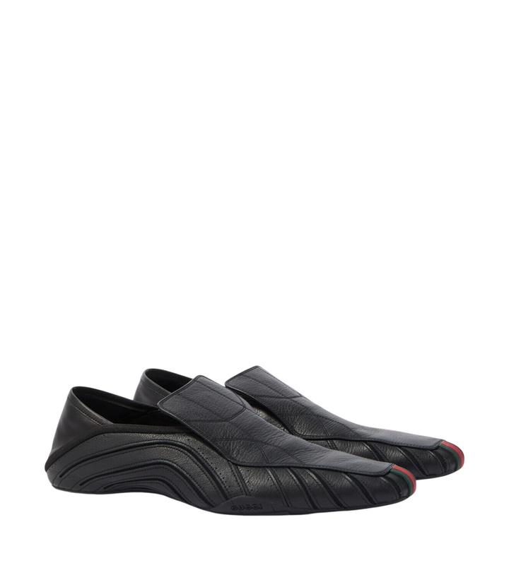 Photo: Gucci Mesh-trimmed leather loafers